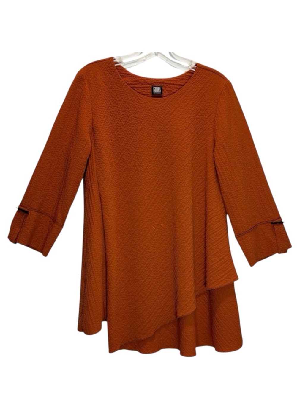 Gump’s San Francisco Orange Gauzy Asymmetric Lagenlook Tunic 3/4 Sleeves - Small
